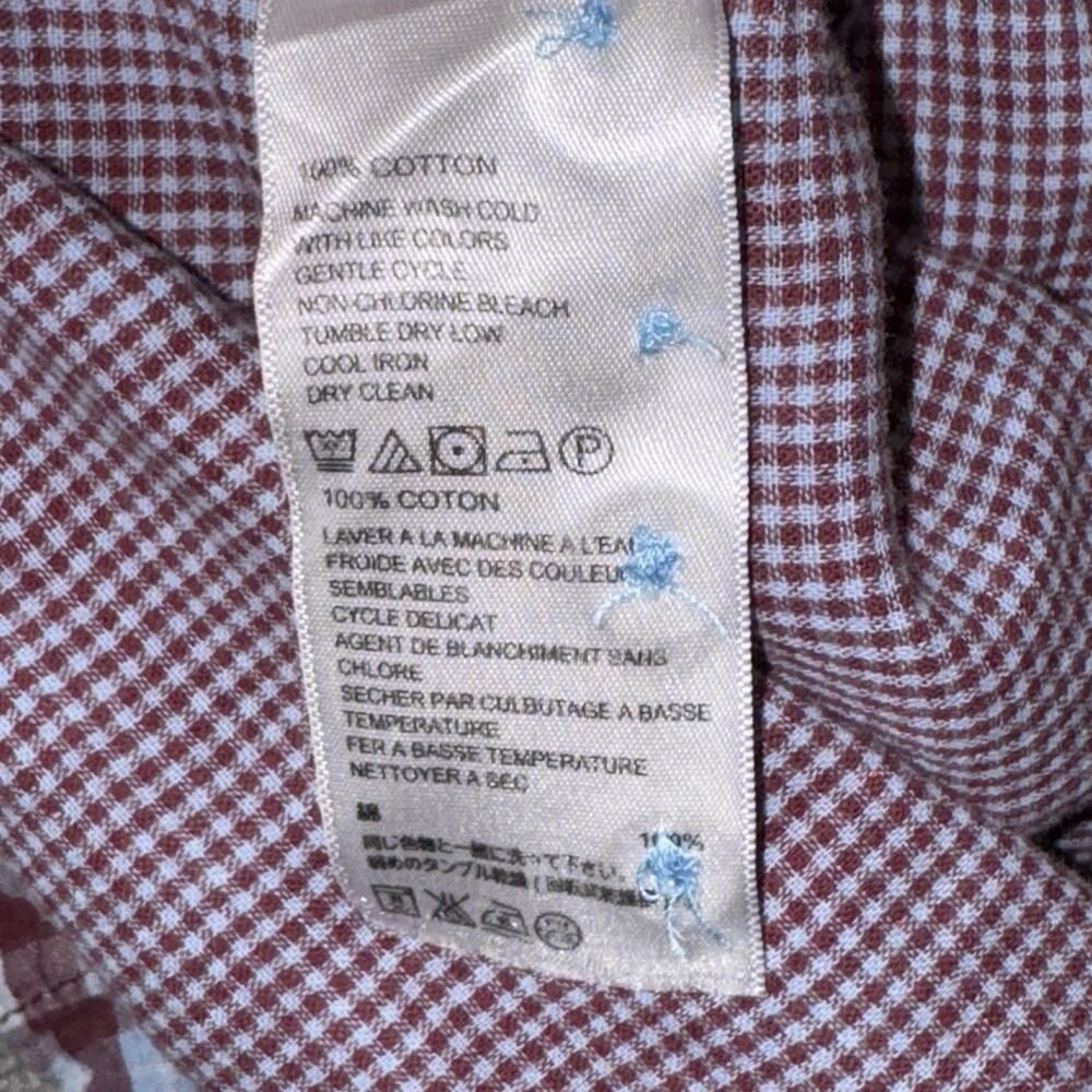 Tommy‎ Bahama Men’s 2XLT Gingham Check Shirt Burgundy Blue Cotton Long Sleeve - Picture 7 of 12